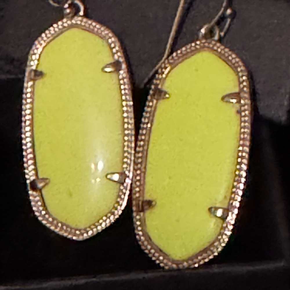 Elegant gold and rare neon yellow earrings